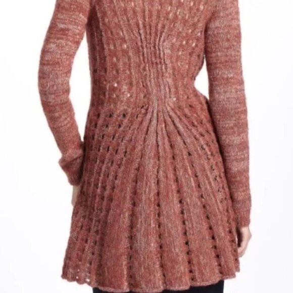 ROSIE NEIRA ANTHROPOLOGIE Alldays Cardigan Rust Brown Red Long Sweater NO BUTTON - Picture 3 of 15